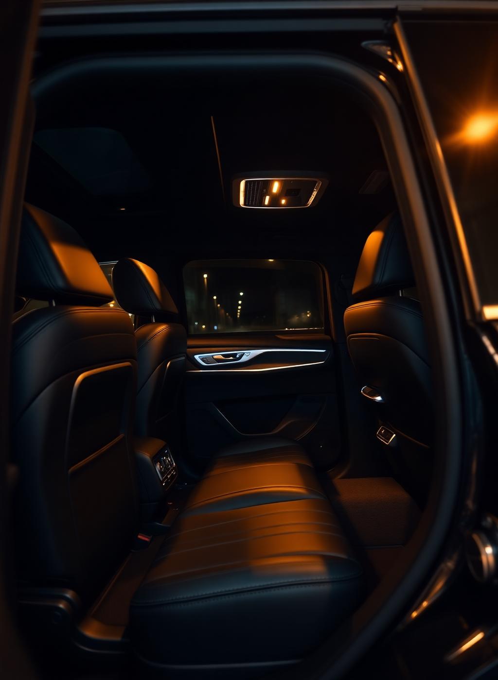 Back seat of the black all-electric Lexus RZ 450e used for Wheelman chauffeur drives